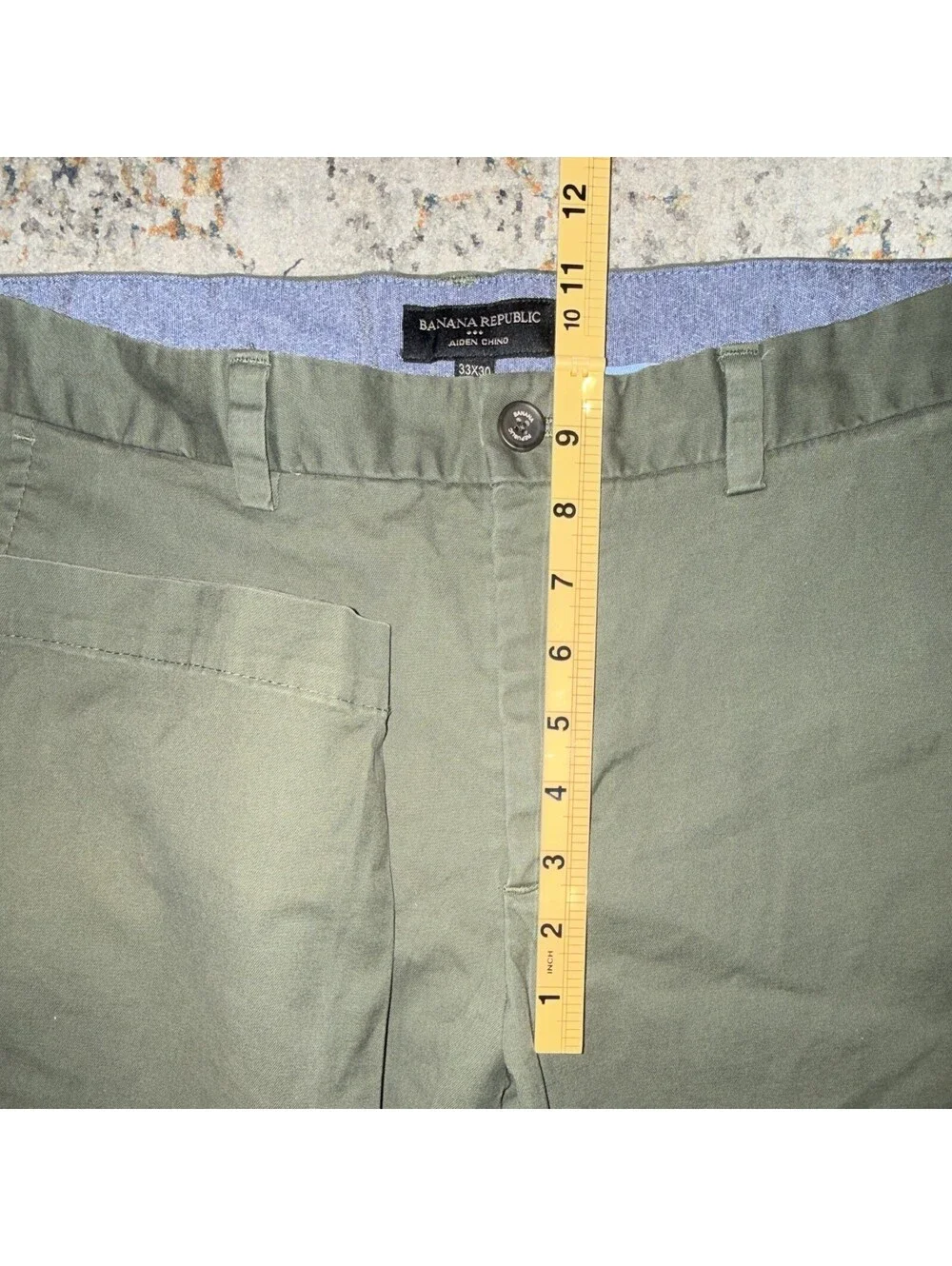 Banana Republic Green Aiden Chino Pants Mens Straight Fit Flat Front 33x30 A248